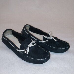 Cole Haan Flats Shoes Womens 7.5 Navy Blue Suede Driver Tassel Bow Moccasins